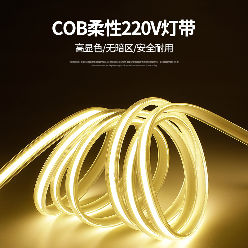 Cob Light Strip High-Brightness Flexible Light Bar Lighting Outdoor High-Voltage Waterproof Wholesale 220V Household Cob High Brightness