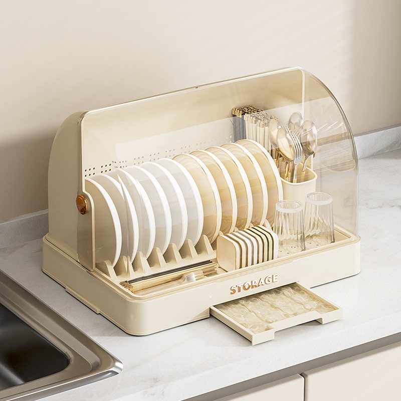 Kitchen Drain Storage Rack Cupboard Storage Rack Multi-Layer Household Cupboard Sideboard Plastic Storage Cupboard Bowl Storage Cabinet