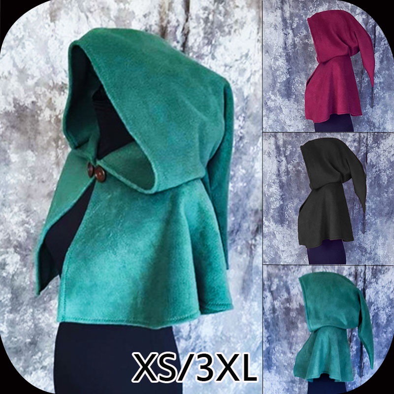 Amazon Cross-Border Christmas Women's Shawl Medieval Hooded Cloak Cosplay Witch Cloak Princess Style