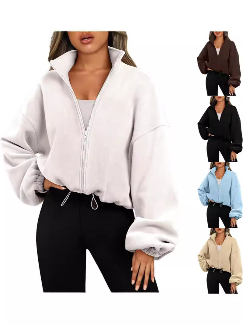 European and American 2024 Women's Autumn and Winter Amazon Casual Tops with Zipper Long-Sleeve Sweatshirts, Versatile for Cross-Border Casual Wear