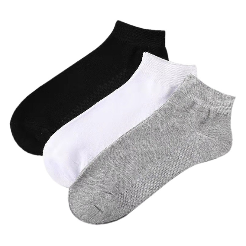 Socks men's summer bamboo fiber breathable socks wholesale summer solid color leisure trend massage bottom white boat Socks men