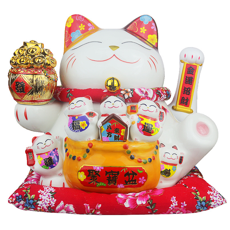 Picture of Wholesale waving lucky cat ornaments electric lucky cat large shop cashier home opening gift automatic