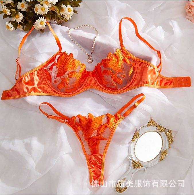 Picture of Europe and the United States small fresh flower embroidery sexy underwear sexy bra Amazon sexy suit ladies 23171
