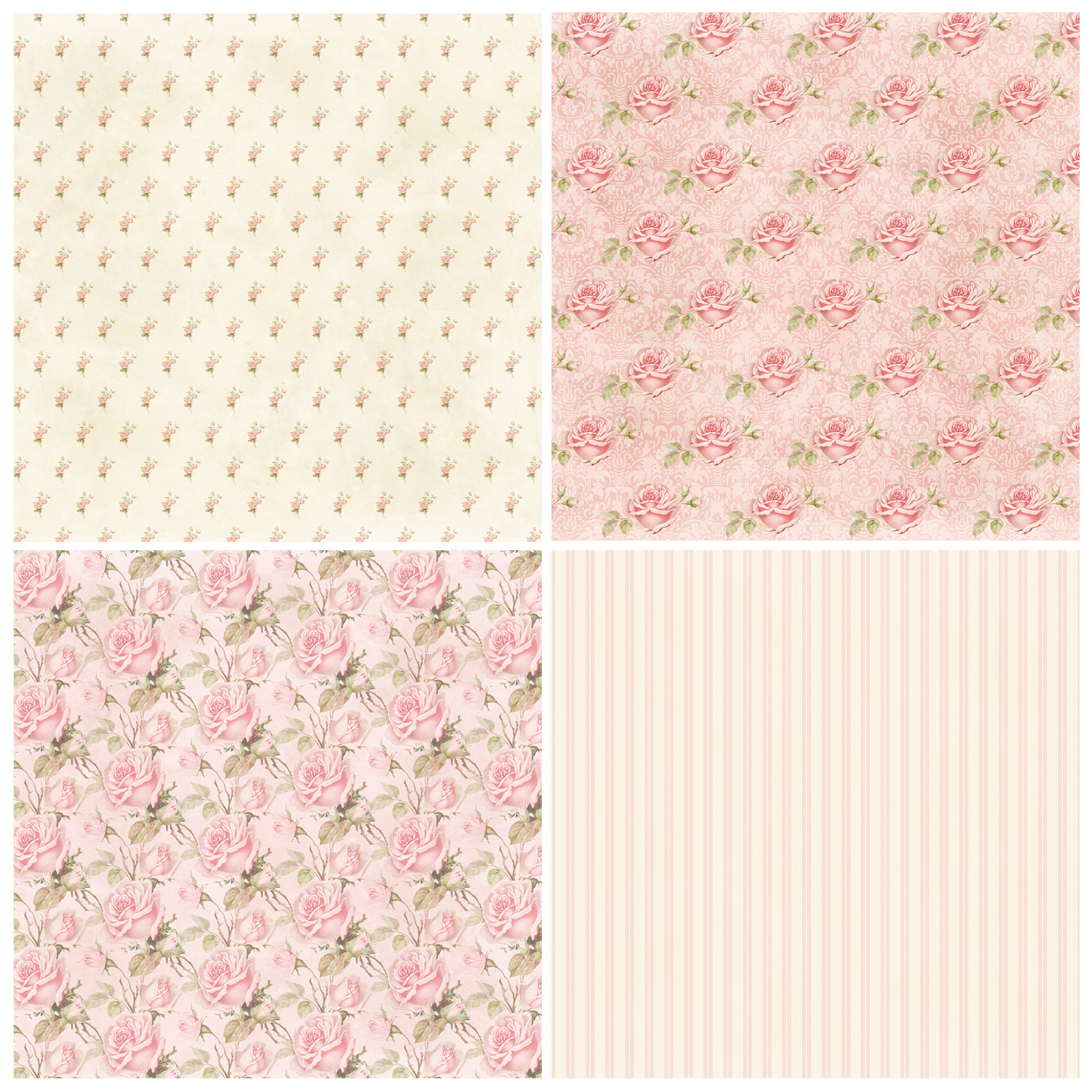 Picture of 12 sheets/pack DIY photo album cut-off paper hand account material paper pink floral valentine's day background paper pattern paper