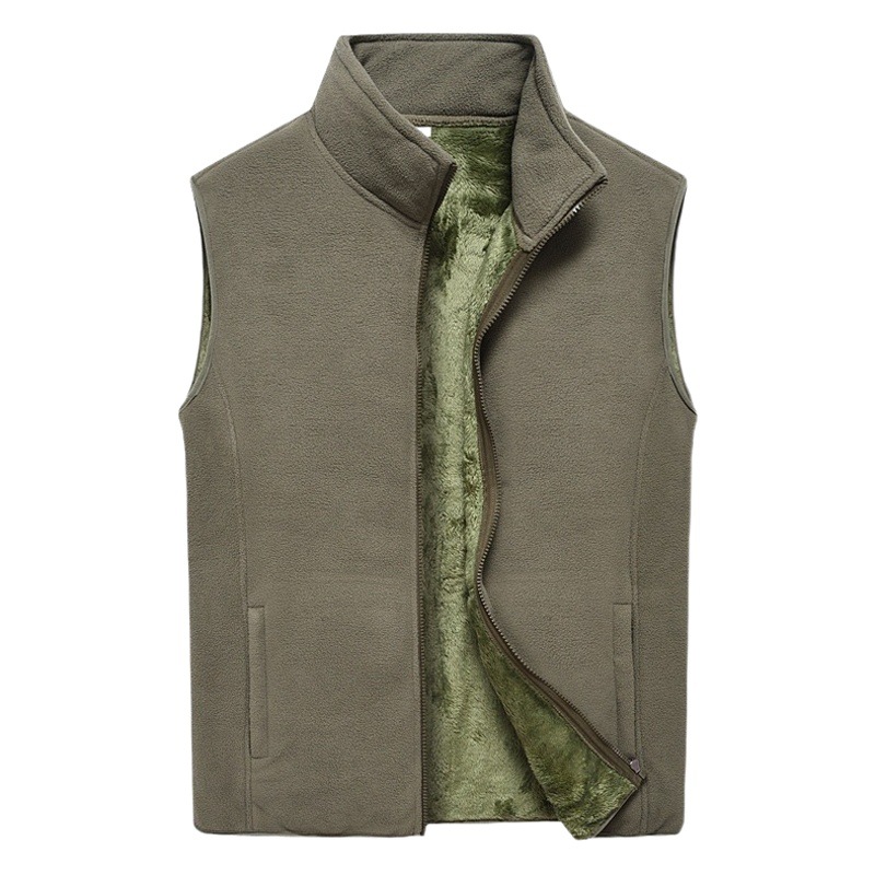Autumn and winter polar fleece vest men's windproof warm fleece-lined thickened vest jacket plus size stand collar fashion casual