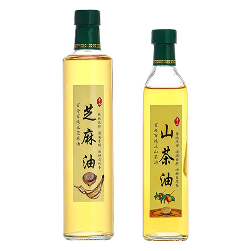 Picture of Wholesale glass oil bottle olive oil bottle 500ml sesame oil bottle thickened transparent edible oil empty bottle packaging glass bottle