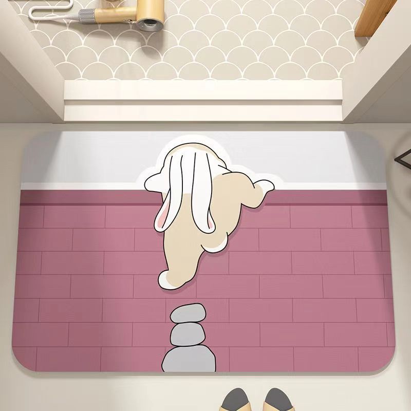Soft Diatom Mud Absorbent Floor Mat Cartoon Bathroom Floor Mat Home Entrance Door Mat Toilet Foot Mat Easy to take care