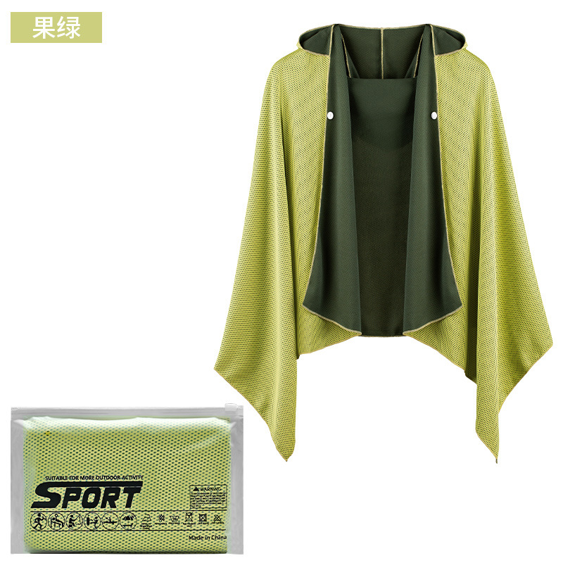Picture of Cold Sunscreen Cloak Mountaineering Outdoor Sports Bath Towel Quick-drying Beach Towel Absorbent Sunshade Shawl Hooded Bathrobe