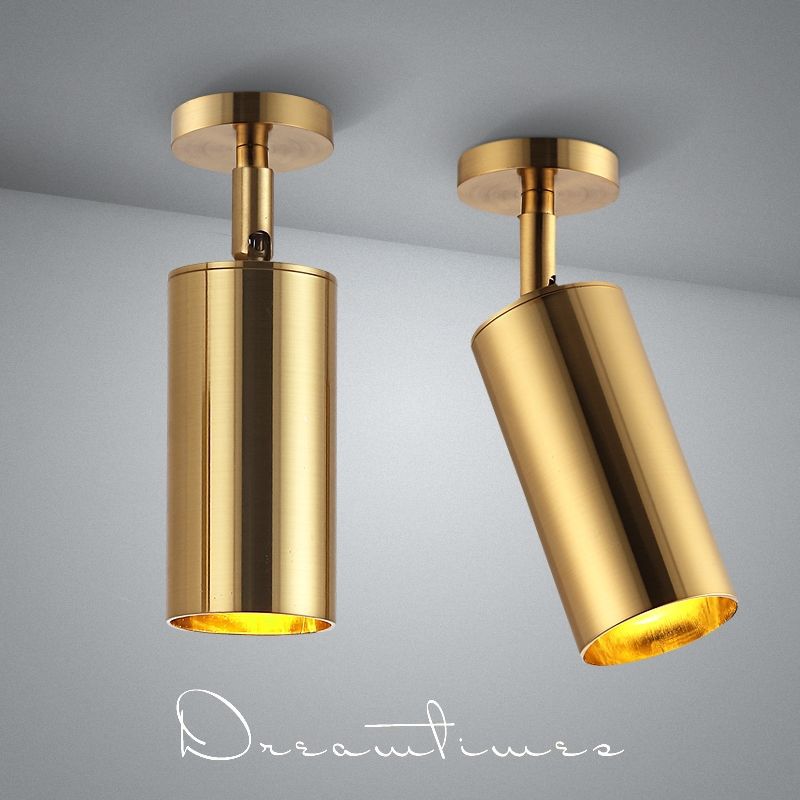 Scandinavian Golden Spotlight Track Light Simple Living Room Shop Restaurant Clothing Store Aisle Surface Mounted Ceiling Lamp Rotating