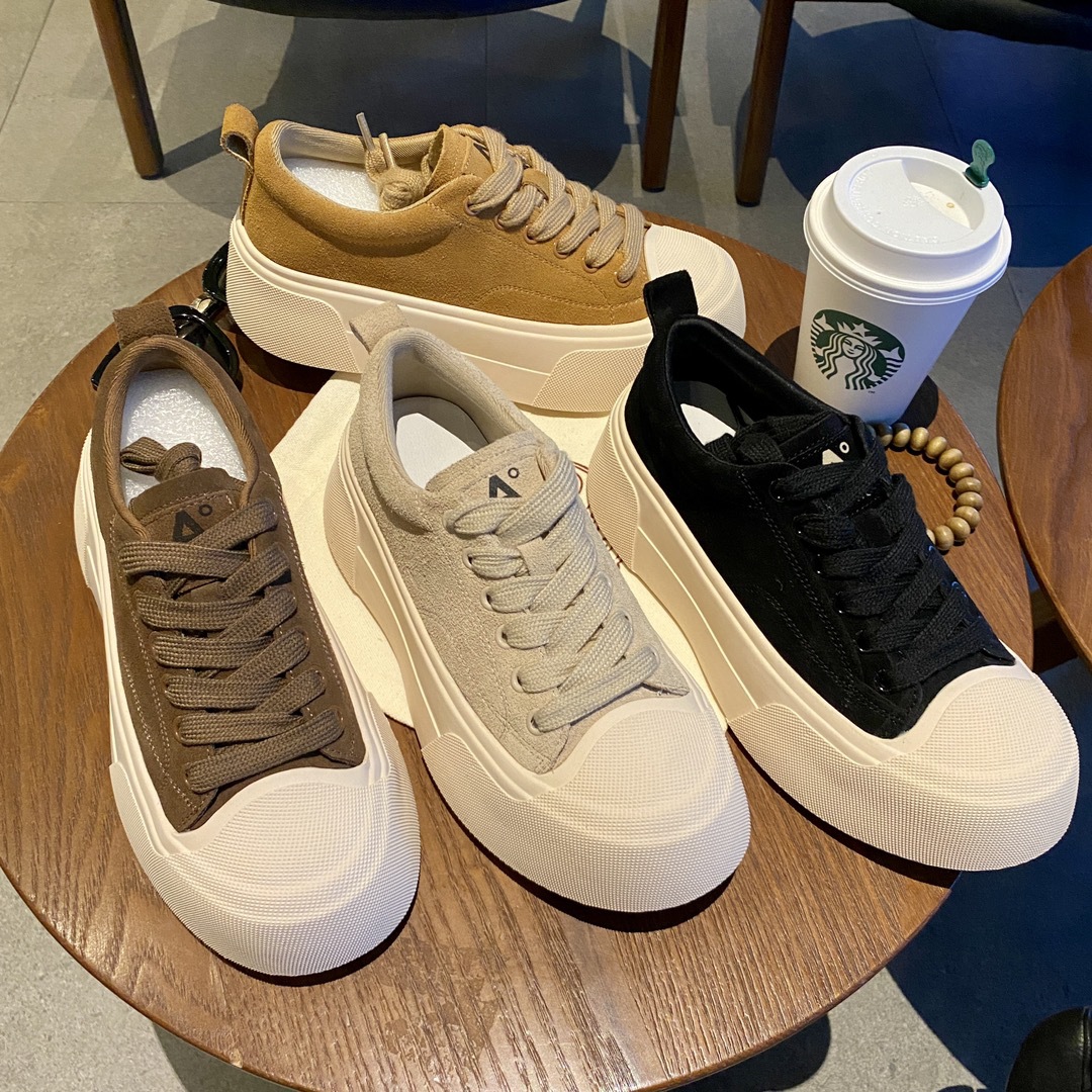 Genuine Leather Thick-Soled Biscuit Board Shoes for Women 2024 Autum New Style Small Platform Soft-Soled Lightweight Casual White Shoes