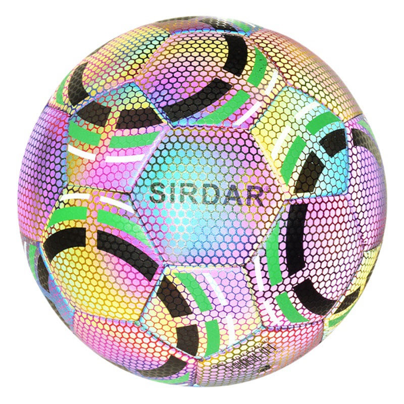 Cross-border reflective luminous football No.5 machine sewing football PU wear-resistant No.4 competition training luminous fluorescent football customization