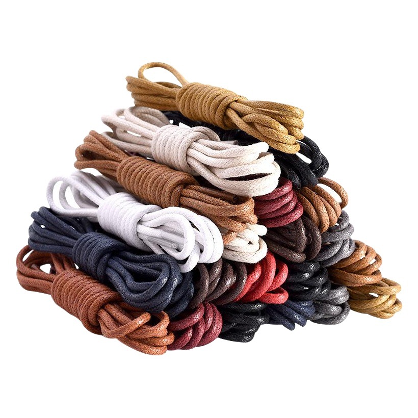 Factory wholesale waxed shoelace thin 0.25cm round black white brown leather shoes martin boots shoelace rope a pair