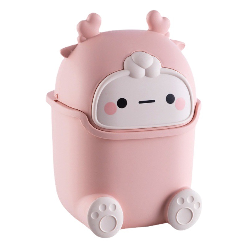 Desktop Trash Can Cute Mini Garbage Storage Bucket Home Living Room Swing Lid Sanitary Bucket Office Small Paper Basket