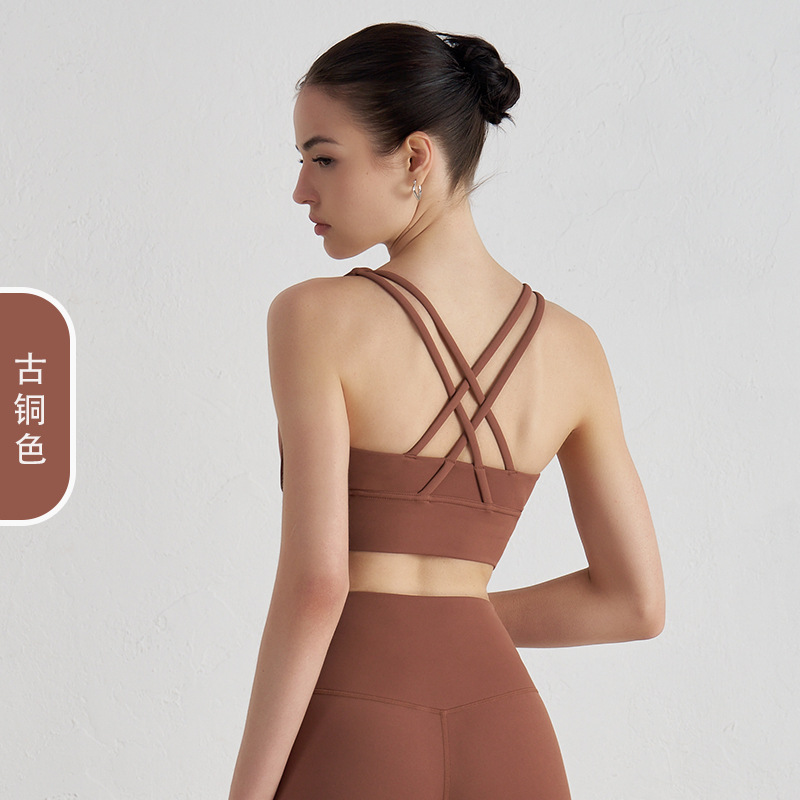 Picture of 2022 new double-sided brushed cross back sports underwear shockproof push up yoga sports bra fitness vest