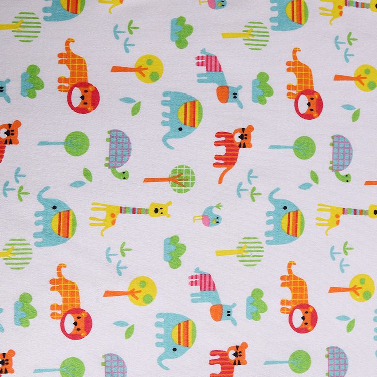 Picture of 40s Cartoon Knitted Printed Fabric in stock Supply Cotton Wool Fabric Cotton Printed Composite Bamboo Fiber Diaphragm Pad