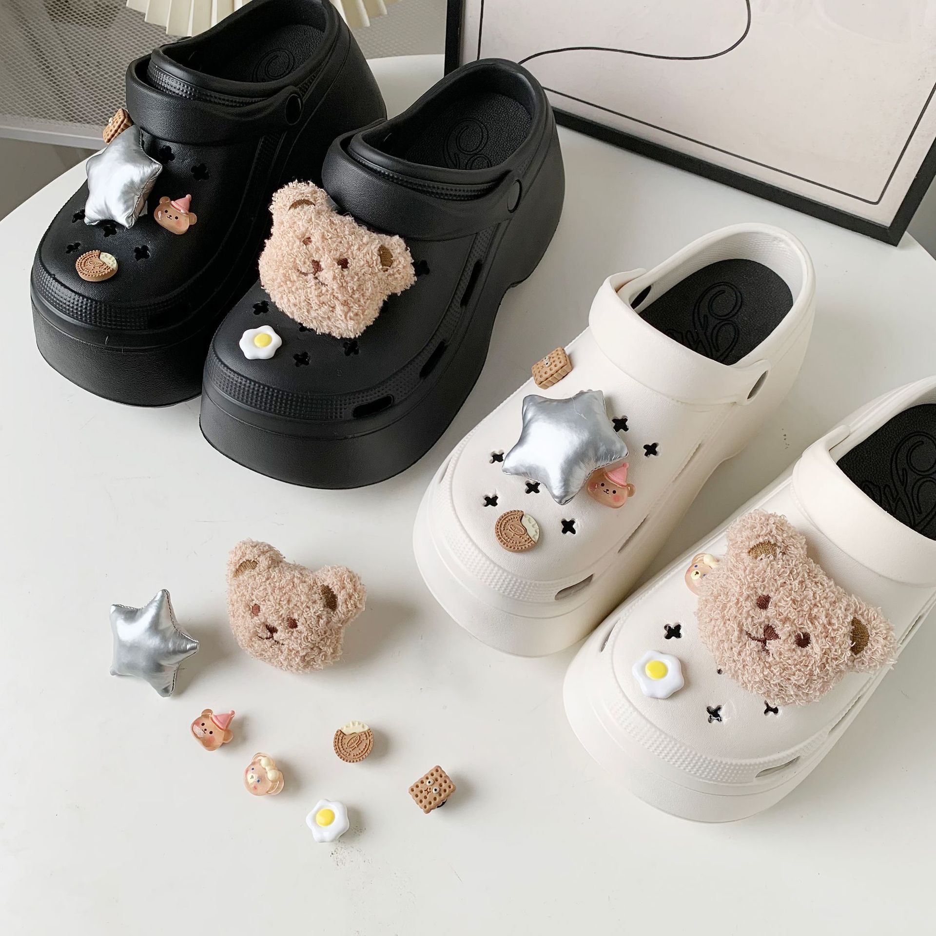 Cave Shoes Accessories Cartoon Cute DIY Plush Accessories Creative Removable Three-Dimensional Shoes Flower Buckle Shoes Decorative Buckle