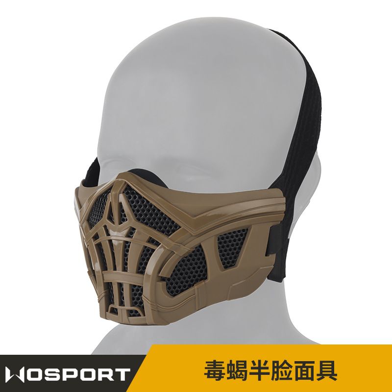 WOSPORT Poison Scorpion Half Face Mask Breathable Mesh Silicone Mask Portable Wearable Tactical Protection