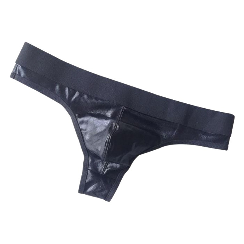 Patent Leather Imitation Leather Sexy Men's Thong Nightclub Performance Reflective Men's Underwear Cross-Border Lover Gift for Men