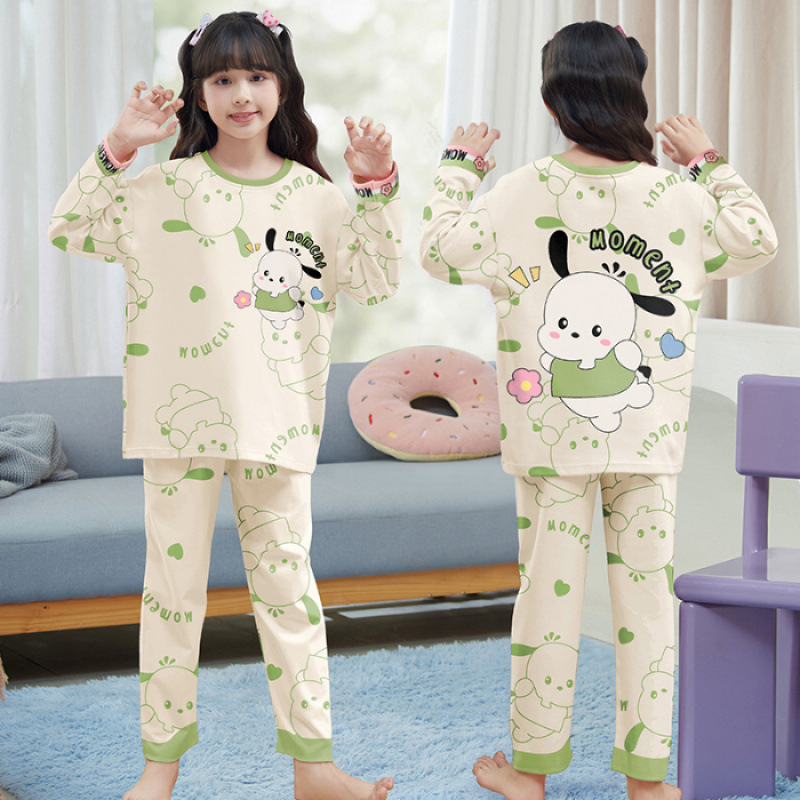 Picture of 2025 Kids Ins Spring and Autumn Long Sleeve Children's Round Neck Imitation Cotton Pajamas for Boys and Girls suit Home Clothes