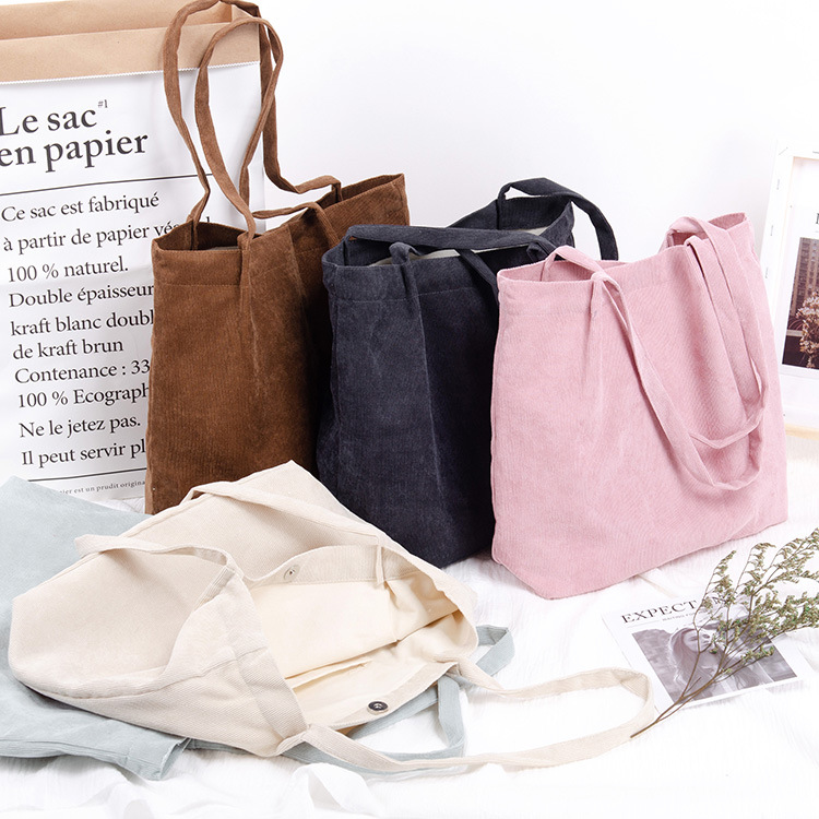 Wholesale corduroy bag Korean female college style spot single shoulder canvas bag versatile shopping portable canvas bag