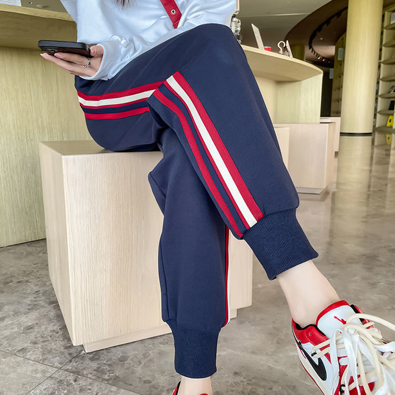 Thin ankle-tied sports pants for women spring, autumn and winter loose slimming small sweatpants casual all-matching harem pants for women