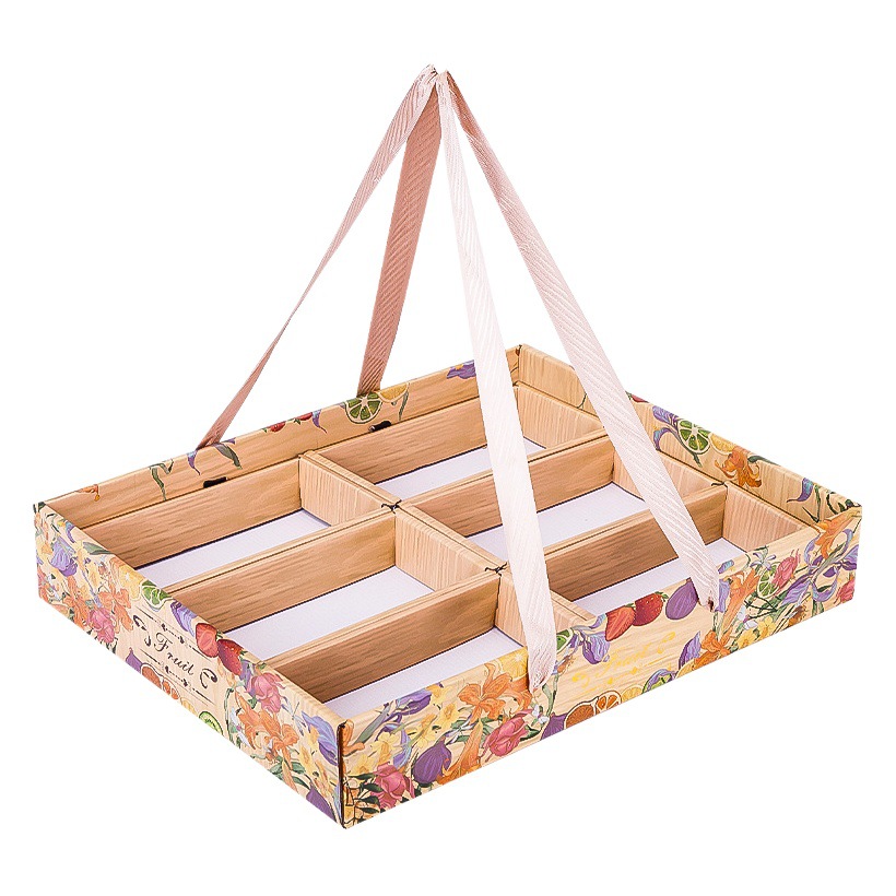 Fruit packaging box net red simulation wood grain disposable tray universal fruit shop super display gift box display box