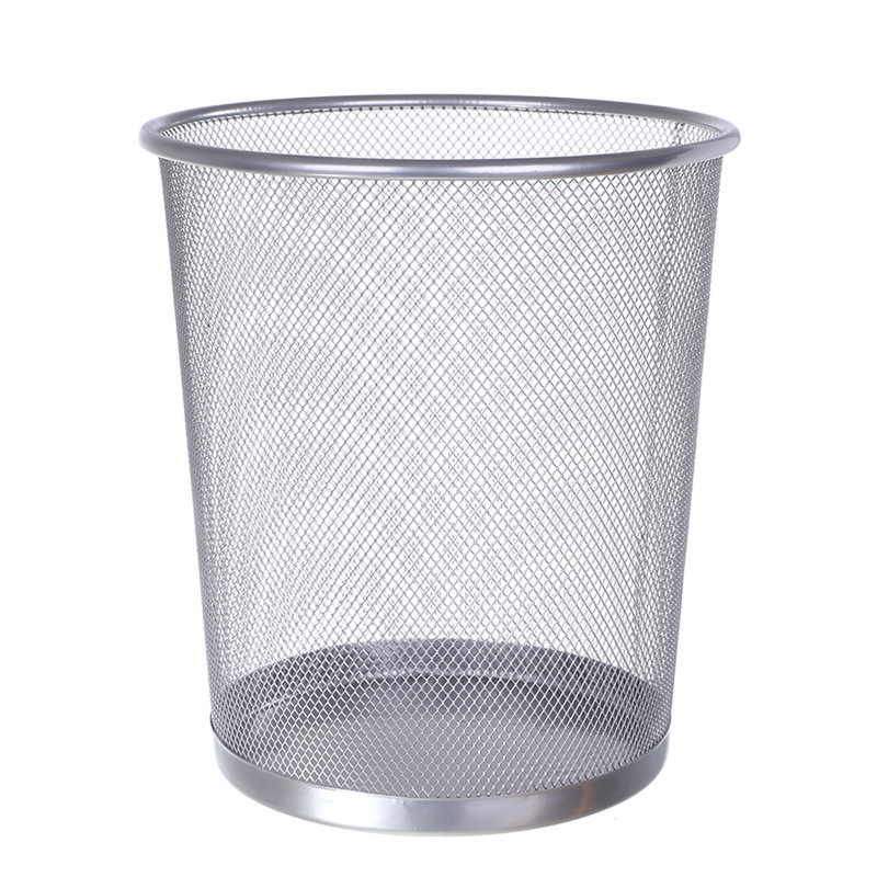 Picture of Metal Mesh Office Round Trash Can Household Wrought Iron Large Trash Basket Kitchen Storage Bucket Wholesale