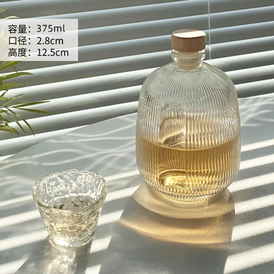 Picture of Lengcui glass bottle vertical stripe glass homemade fruit wine bottle small wine bottle oven sub-packaging container coffee bottle wholesale