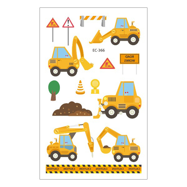 Picture of Cross-Border Supply Waterproof Children's Tattoo Stickers Cartoon Car Excavator Fire Truck Children's Traffic Tattoo Stickers