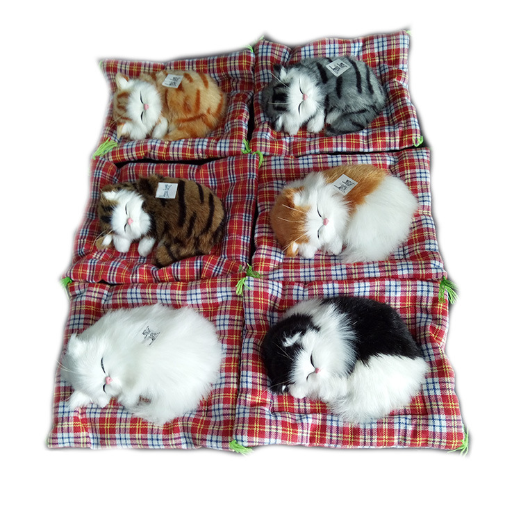 Picture of A simulated cat will call a sleeping cat cloth pad cat gift cat crafts toy car ornaments