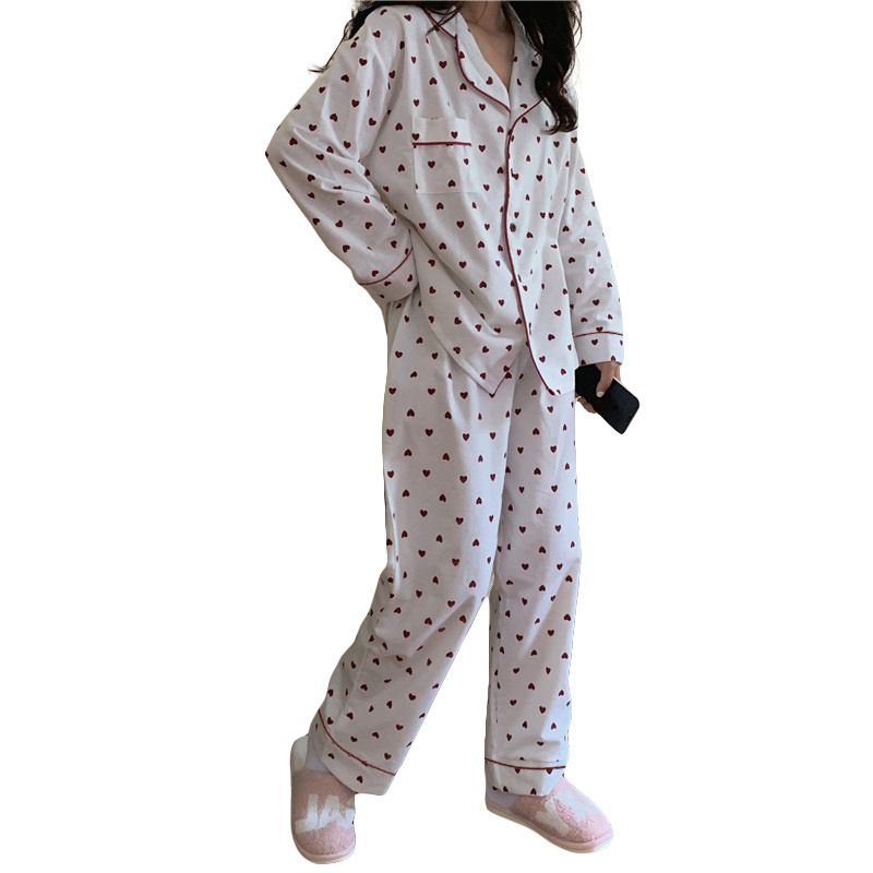Picture of Full printed love girl autumn new sweet pajamas women cardigan long sleeve suit student dormitory home clothes wholesale