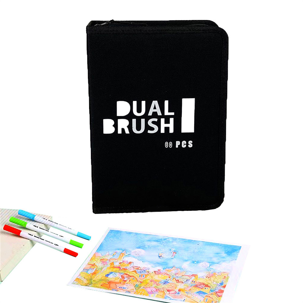 Picture of Children's brush water-based soft head double watercolor pen color washable soft head pen set