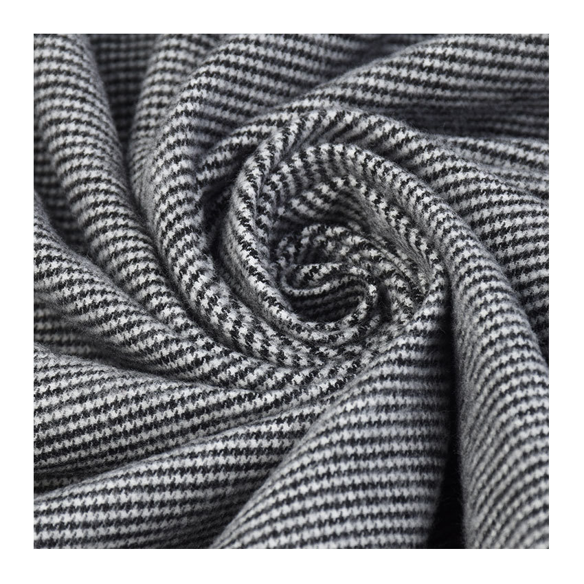 Picture of Warp elastic polyester brocade viscose houndstooth plaid pile yarn-dyed fabric Plaid 232g pile fabric pile suit fabric