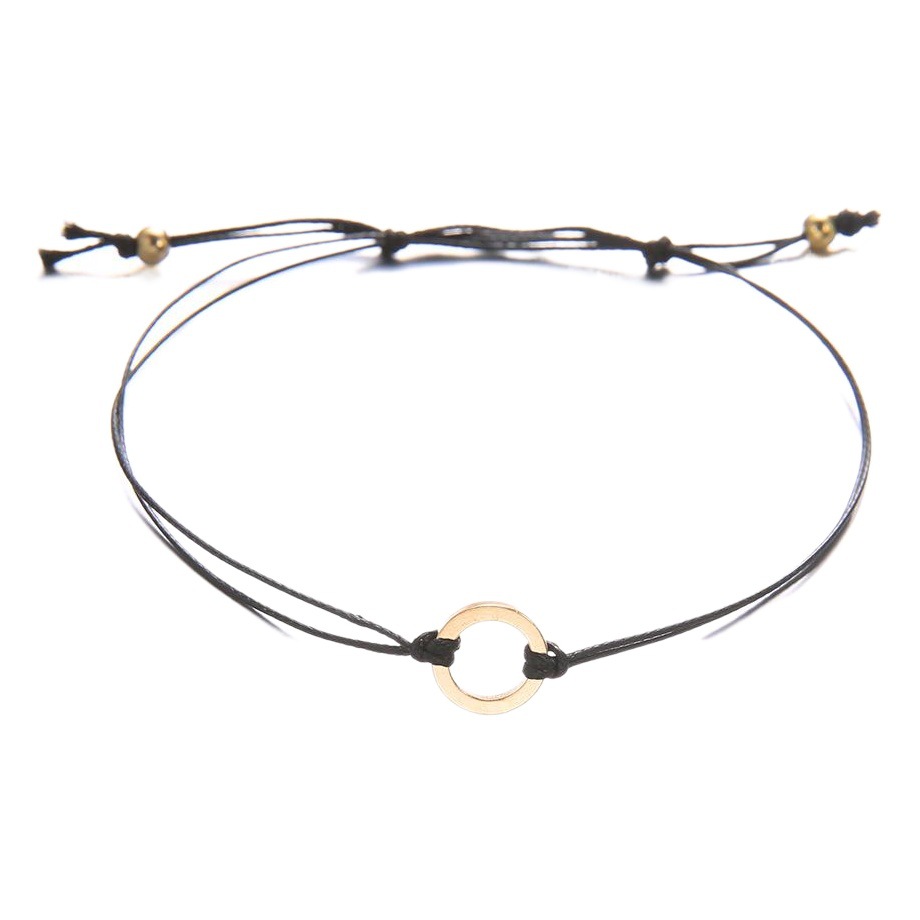 European and American Bohemian Geometric Multi-layer Bracelet Women's Rope Chain Golden Circle Pendant Bracelet 2-piece Set Jewelry