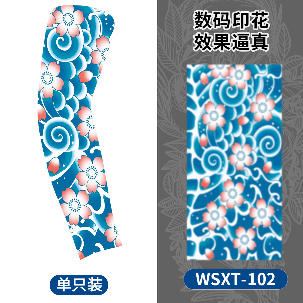 Picture of Summer Riding Sunscreen Tattoo Sleeve Simulation Tattoo Quick-drying Arm Protector Outdoor Sports Sunshade Breathable High Elastic Ice Sleeve