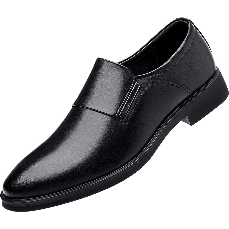 Men's Business Leather Shoes 2025 Spring New Men's Formal Cowhide Shoes Office Commuting Wedding Height Increasing Shoes Wholesale