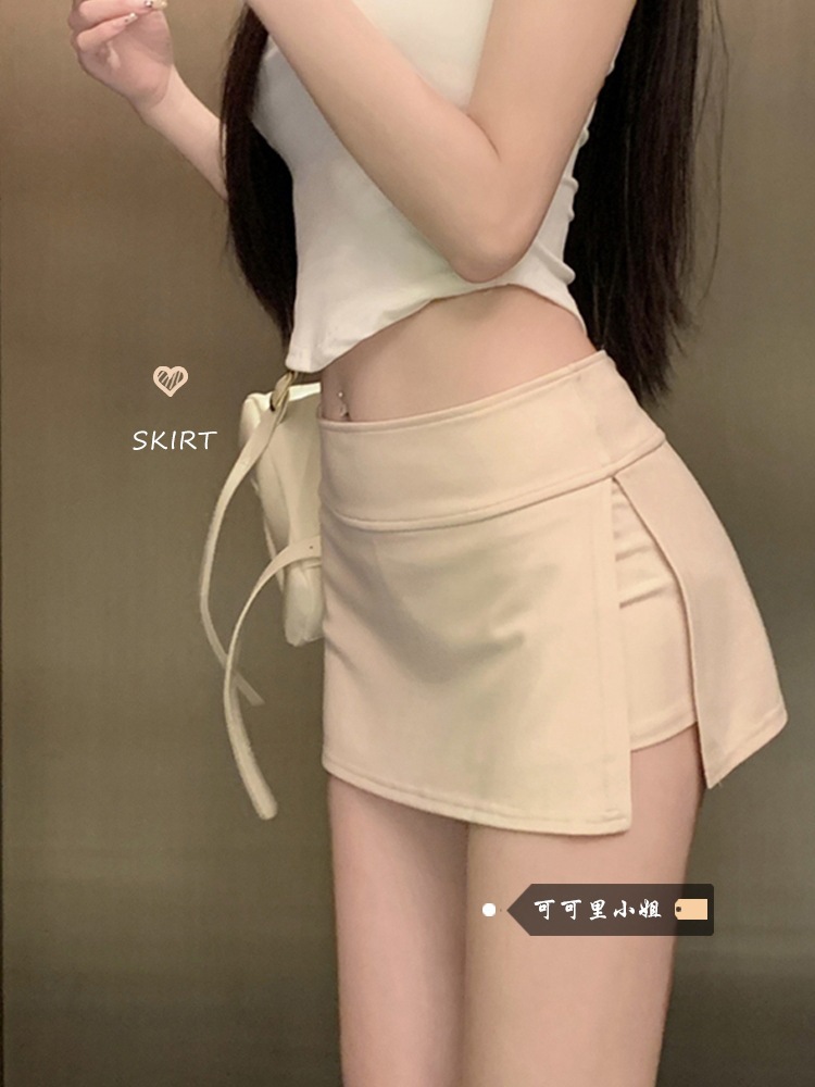 Anti-running light design skirt women's 2024 summer new hot girl pure desire high waist A- line short skirt fashion skirt
