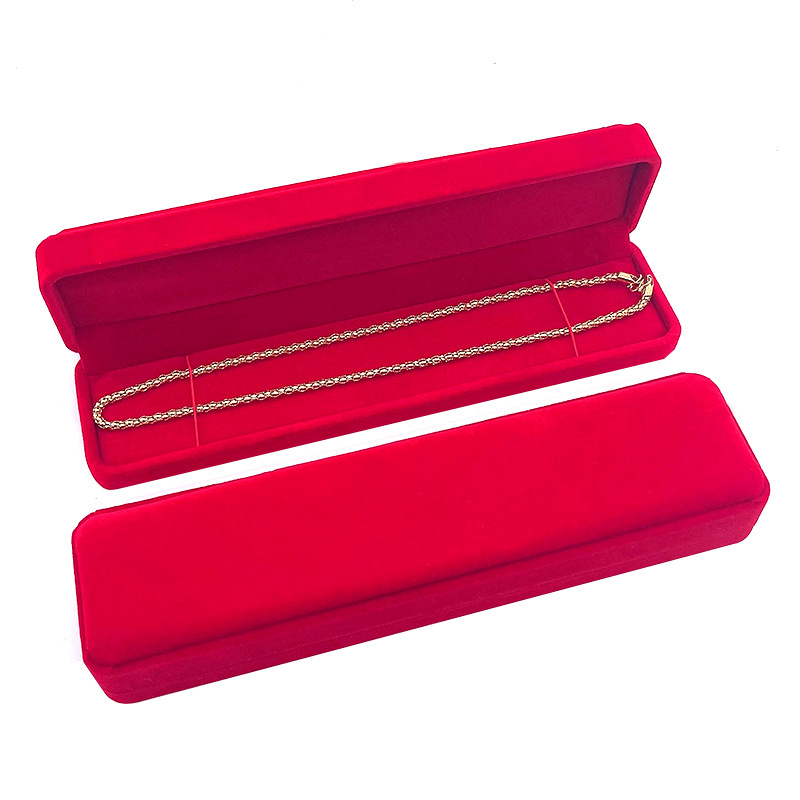 Red Round Flannel Necklace Box Jewelry Box Gold Box Plush Surface Pendant Box Jewelry Necklace Storage Box