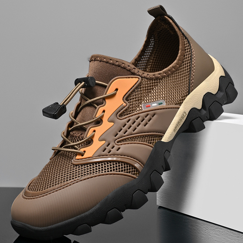 2025 Cross-border Summer Breathable Mesh Men's Shoes Sports Casual Shoes Men's Mesh Tracing Shoes Non-slip Outdoor Hollow-out Shoes