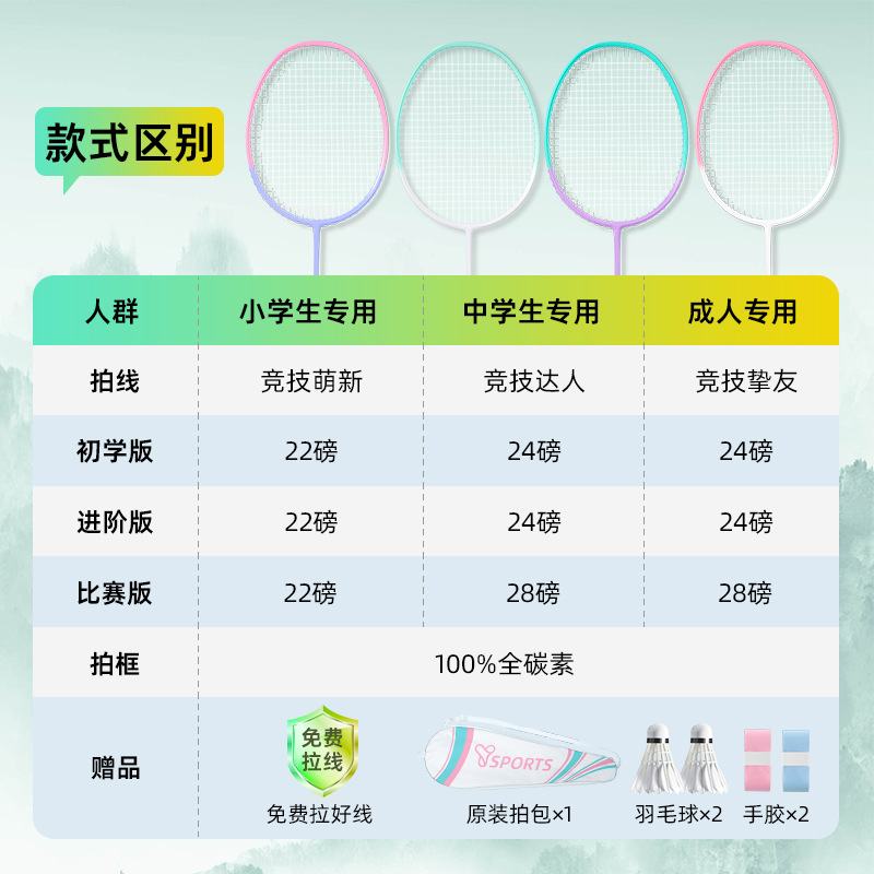 Picture of Factory Wholesale Badminton Racket Ultra-Light Full Carbon Fiber Professional Training 4U Racket Male and Female Student Badminton Racket