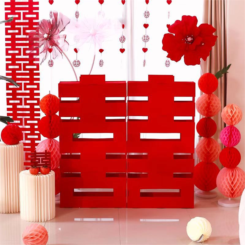 Wedding Ceremony Three-dimensional Happy Character Ornaments Decorations Living Room Desktop Wedding Room Layout Internet Red Character Engagement Table Special