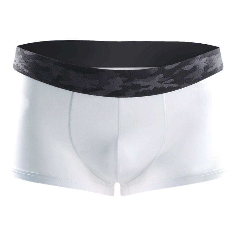 Men's ice silk underwear one-piece solid color boxer pants thin breathable waist U convex sexy underwear manufacturers wholesale