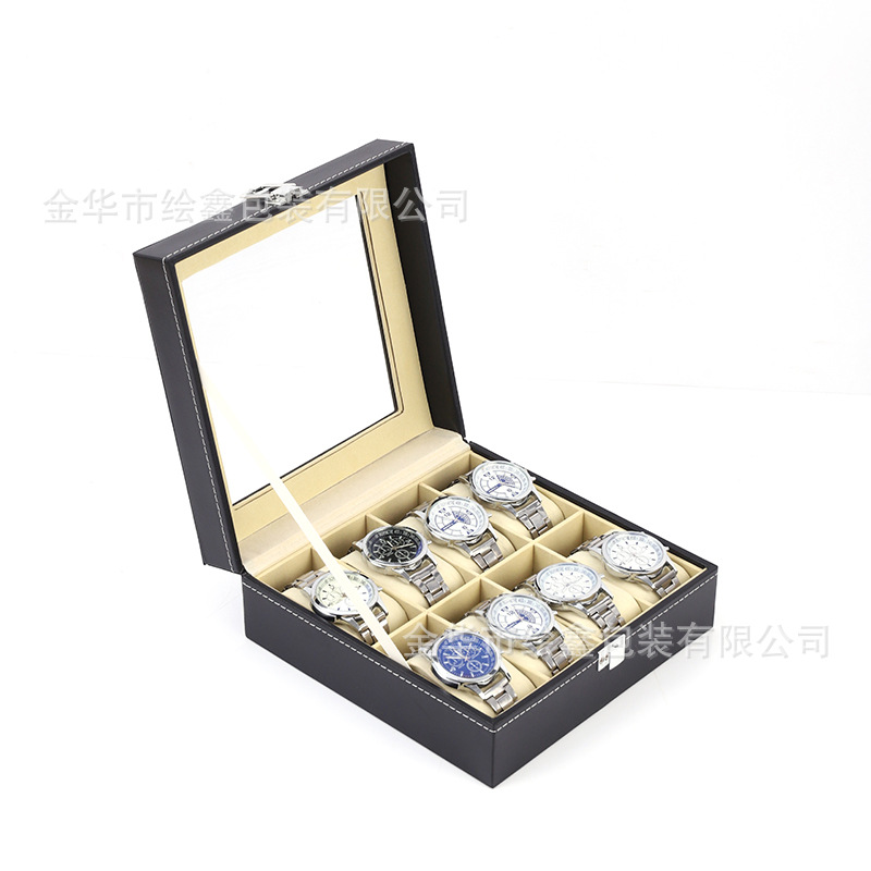 Picture of Leather Watch Storage Box Dustproof Glass Cover Watch Box Watch Jewelry Box Bracelet Watch Box Watch Storage
