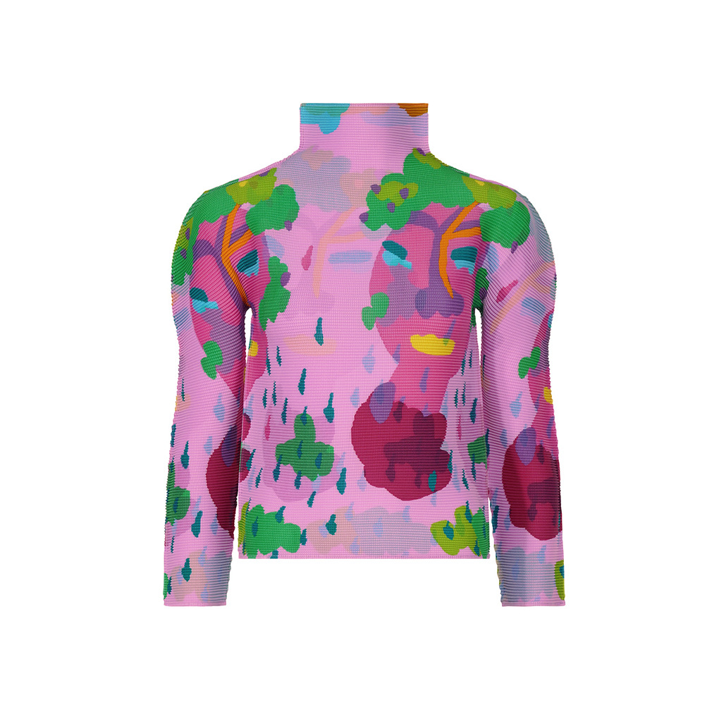 Picture of Distinctive Semi-high Collar Base Shirt Women's Long-sleeved Spring and Autumn Women's New Printed Base Shirt Thin T-shirt Women's Clothes