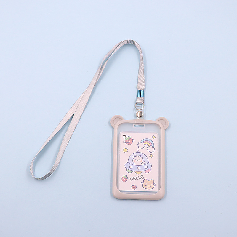 Picture of Campus Student Silicone Mickey Card Holder with Lanyard Bus Card Access Card Hanging Card Certificate Meal Card Factory Card Holder