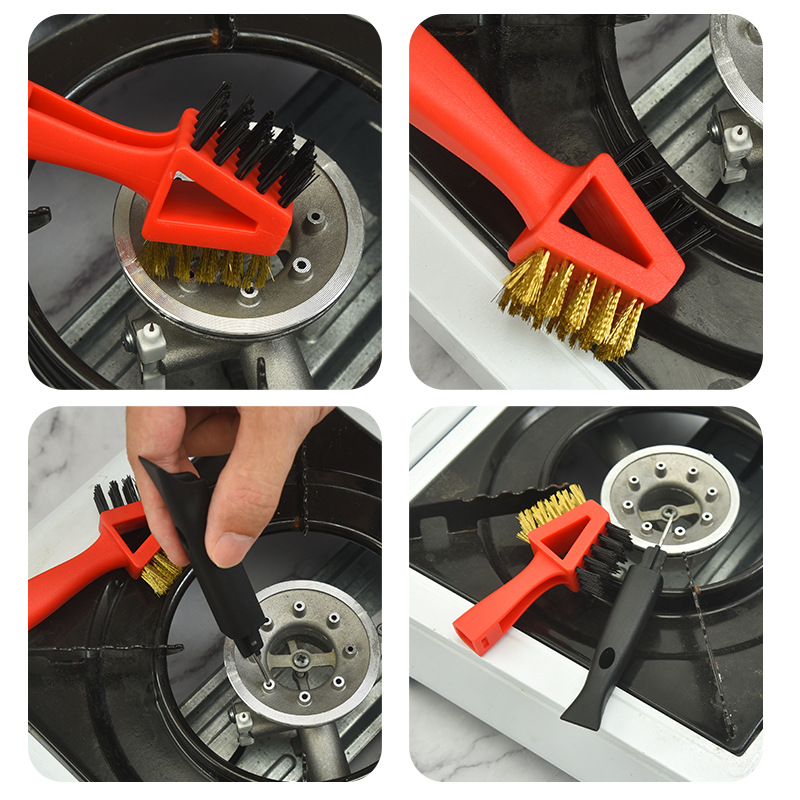 Picture of Four-in-one gas stove cleaning brush stove head wire brush barbecue stove kitchen range hood gap decontamination brush