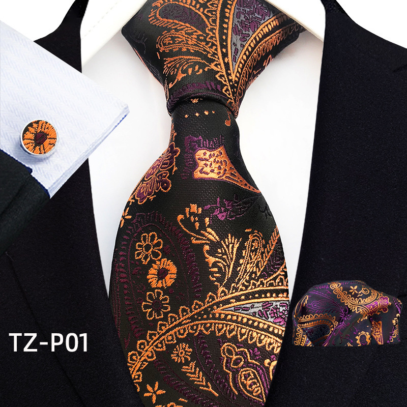 Picture of New tie men's business banquet formal dress wedding pattern green hand tie polyester jacquard fabric wholesale
