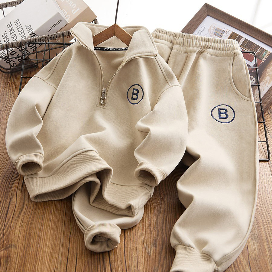 Boys' Spring Fashionable Sweatshirt Set 2025 New Trendy Kidsren's Clothing Spring Two-Piece Set Spring & Fall Style Handsome Big Kidsren