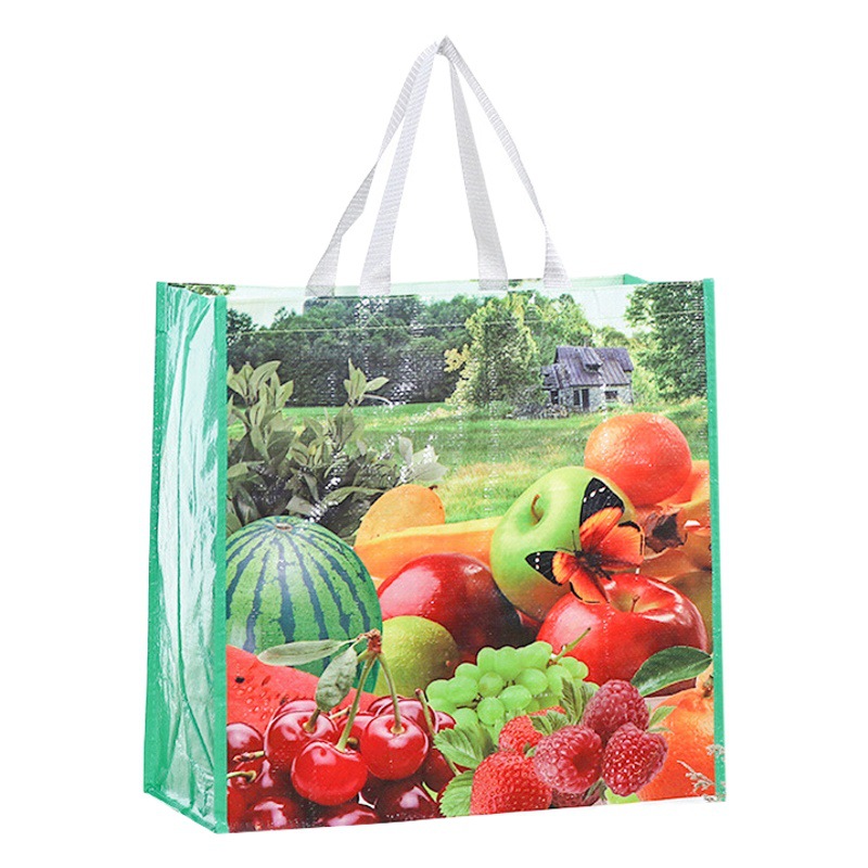 pp plastic hand-held woven bag printed logo color coated fruit and vegetable bags supermarket shopping bags manufacturers wholesale