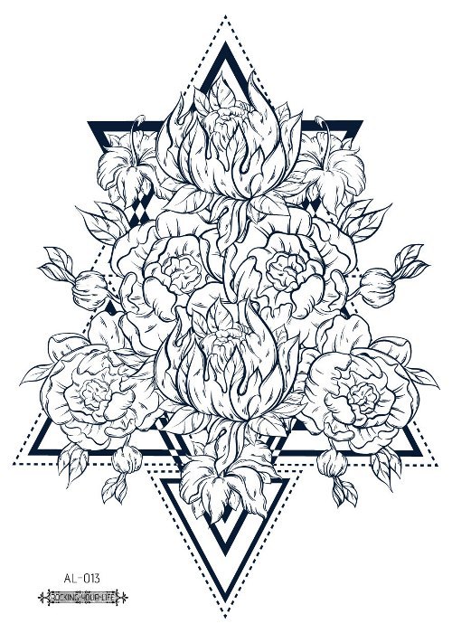 Picture of Cross-border New Waterproof Chest Tattoo Sticker Original Big Figure Sexy Flower Arm Tattoo Sticker Disposable Tattoo Sticker